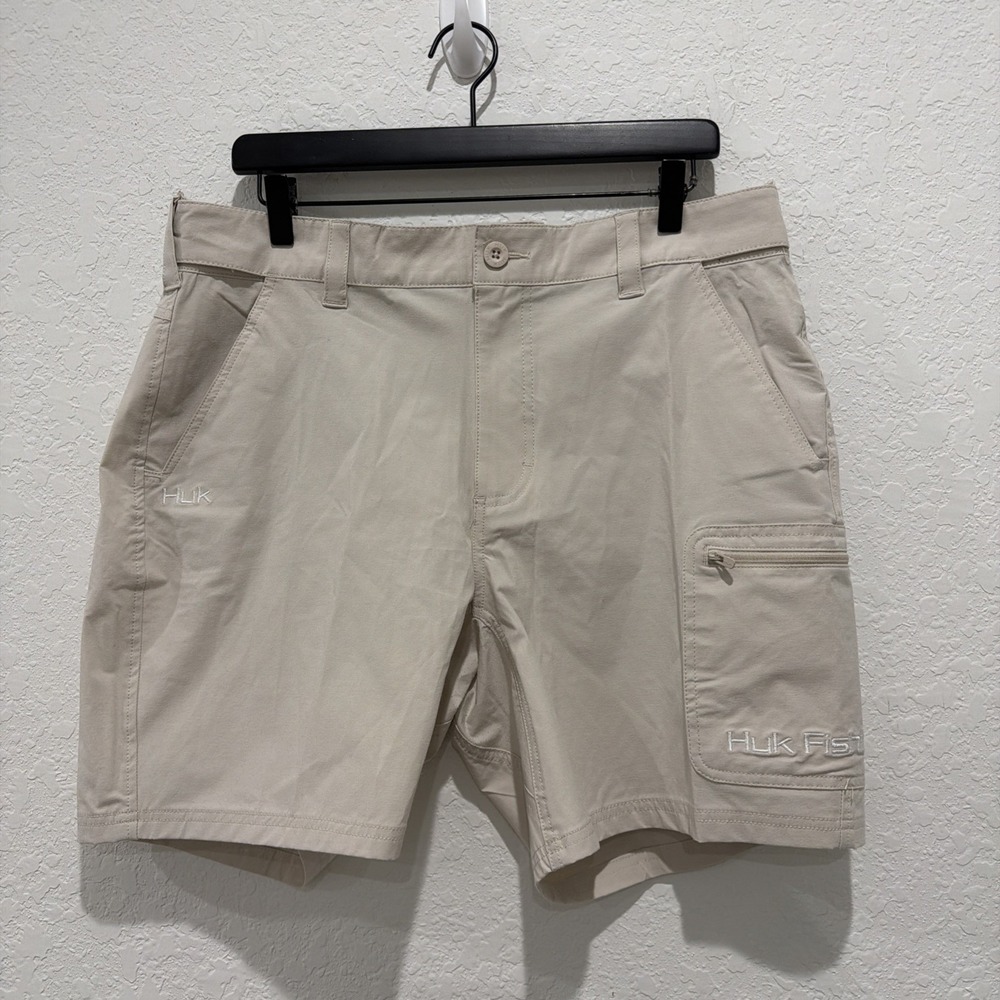 Huk Fishing Performance Fabric Shorts Mens Size Large 7.5" Inseam Cotton Blend